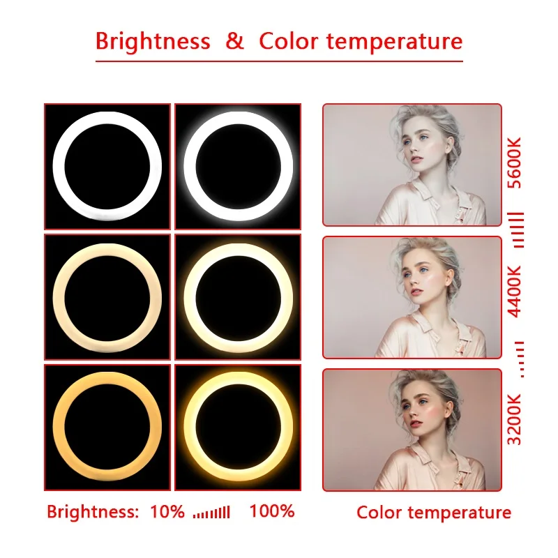 Кольцевой светильник 9 дюймов USB кольцевой светильник с регулируемой яркостью светодиодный кольцевой светильник со штативом для студийной фотосъемки фото светильник круглая лампа Youtube