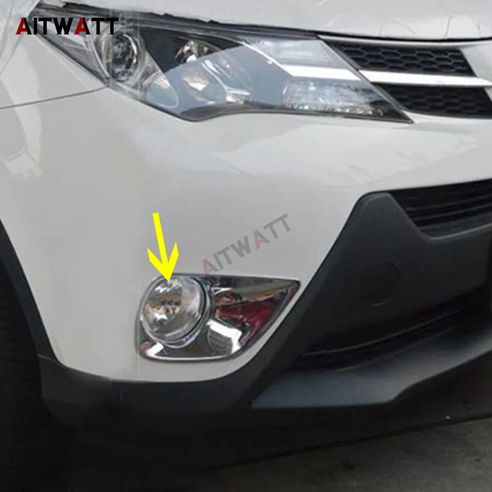 AITWATT Car Accessories For RAV4 RAV 4 2013 2014 2015 ABS Chrome Front Fog Light Lamp Cover Foglight Trims Molding 2Pcs