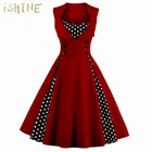 Save 0.79 on Vintage Women Dress 50s 60s Sleeveless 1950s vestido de festa 2017 Knee-Length Women's Party Dresses