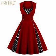 Vintage Women Dress 50s 60s Sleeveless 1950s vestido de festa 2017 Knee-Length Women's Party Dresses