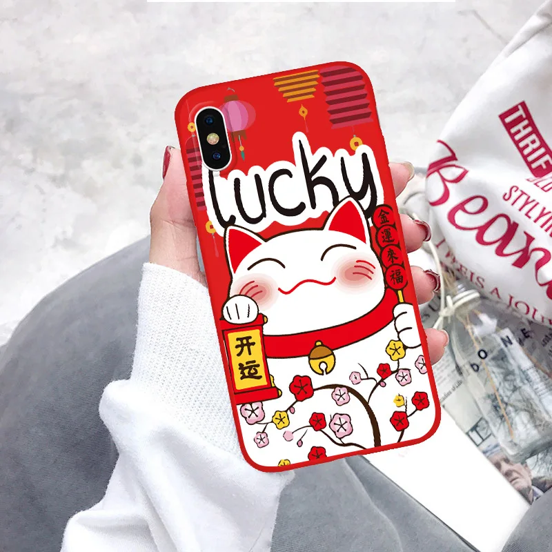

2019 phone case for Iphone phone case for apple x/xr/xsmax new year red tpu soft shell 7plus/8p/6s