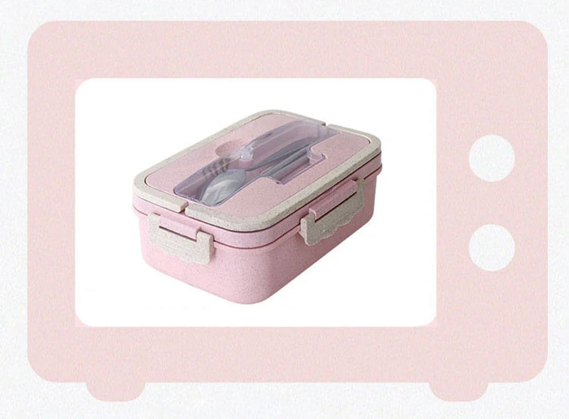 Микроволновая печь герметичная Bento Box Пшеничная солома пластик портативный Пикник офис еда контейнер японский Ланч-бокс для детей и
