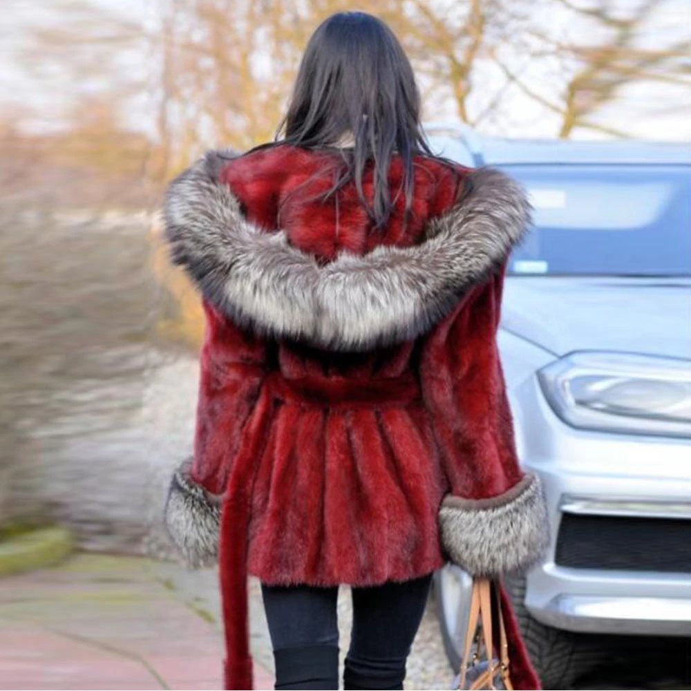 70cm Winter Full Pelt Mens Real Red Fox Fur Coat Genuine Fur Jacket Warm  Outwear