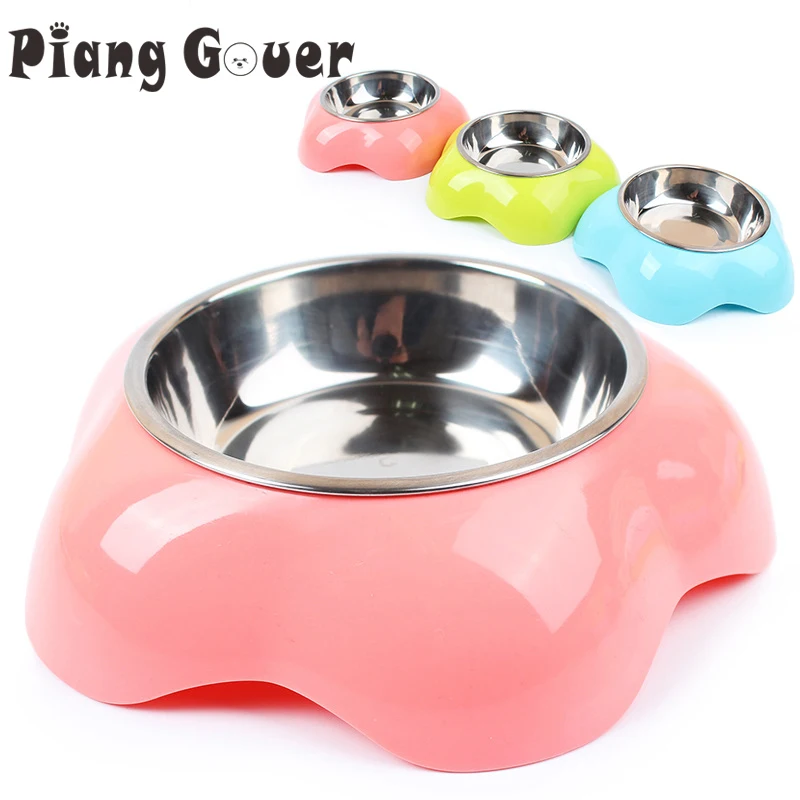 

Plastic Stainless Steel Water Pet Bowl Flower Shape Food Dog Bowls