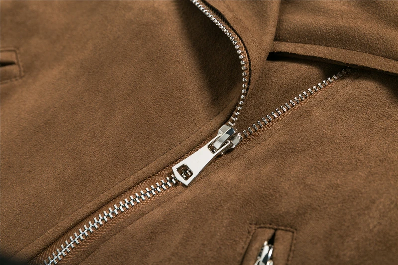 BONGOR LUSS Casual Autumn Winter Zipper  Jacket Coat Women Short Jacket Coats Turn Collar High Street Fashion Suede Coat  (12)