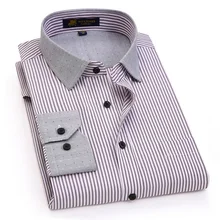 Дизайн, серая полосатая деловая повседневная мужская рубашка контрастной расцветки, модный воротник, брендовые качественные мужские рубашки с длинными рукавами