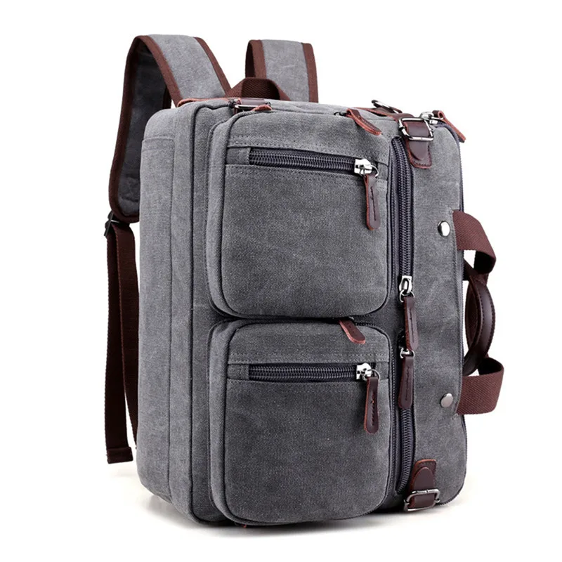 

13 14 Inch Canvas Convertible Laptop Bag Case Multi-Pocket Briefcase 15' Backpack 15.6 17 Inch Laptop Messenger Bag For Macbook