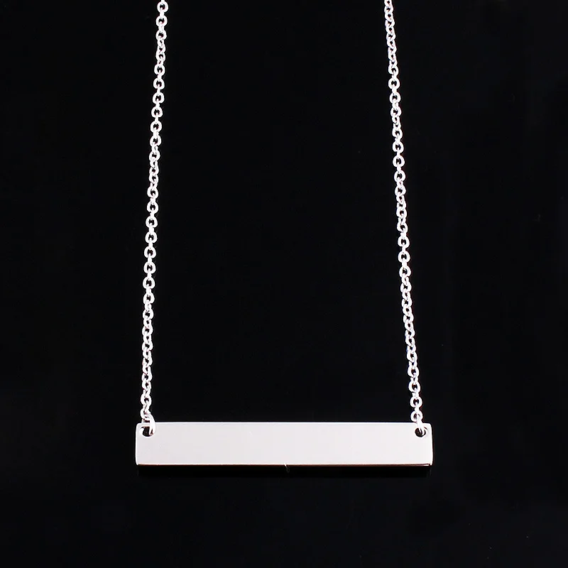 AMORUI Fashion No Fade Necklaces for Women Rose Gold/Gold/Silver Color ID Bar Pendant Statement Necklace Fashion Jewelry
