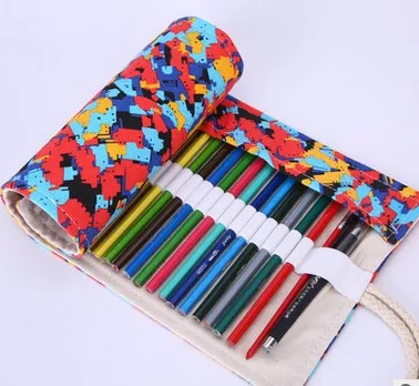 

National Embroidery Handmade Pencils Case 36/48/72 Holes Roll watercolorPencil Gift Bag with Faber-Castell colored pencils set