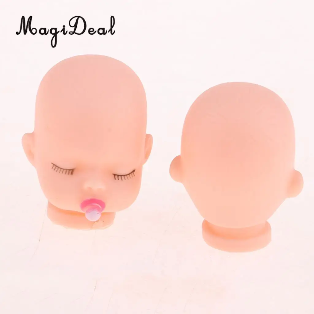 10pcs Vinyl Sleeping Baby Doll Head with Pacifierfor Licca Doll DIY Keychain