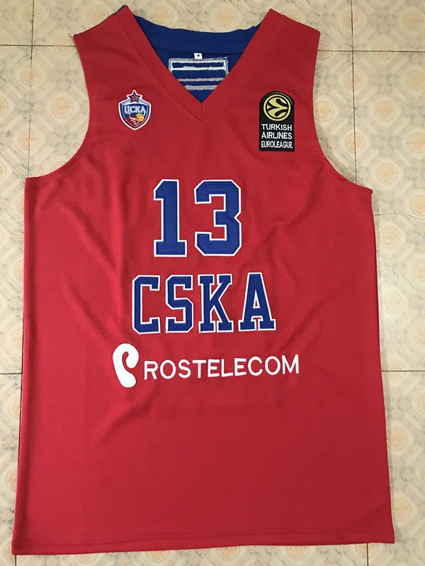 #13 SERGIO RODRIGUEZ CSKA MOSCOW red basketball jersey Embroidery Stitched Custom any Number and name