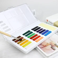 Watercolor Paint Solid Water Color Pigment 12/18 Colors Watercolor Paint Acuarelas Profesionales Palette Brush Pen Art Supplies