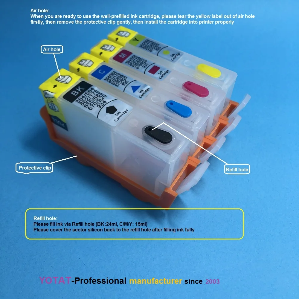 

YOTAT for HP 685XL Refillable Ink Cartridge for HP685 685 for HP Deskjet 3525 4615 4625 5525 6525 Printer