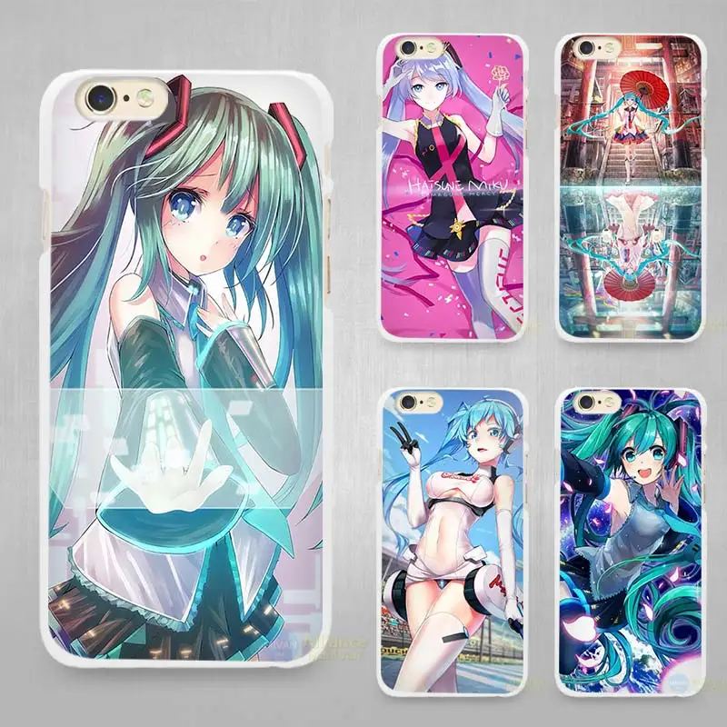 

Hatsune Miku Hard White Cell Phone Case Cover for Apple iPhone 4 4s 5 5C SE 5s 6 6s 7 8 Plus X