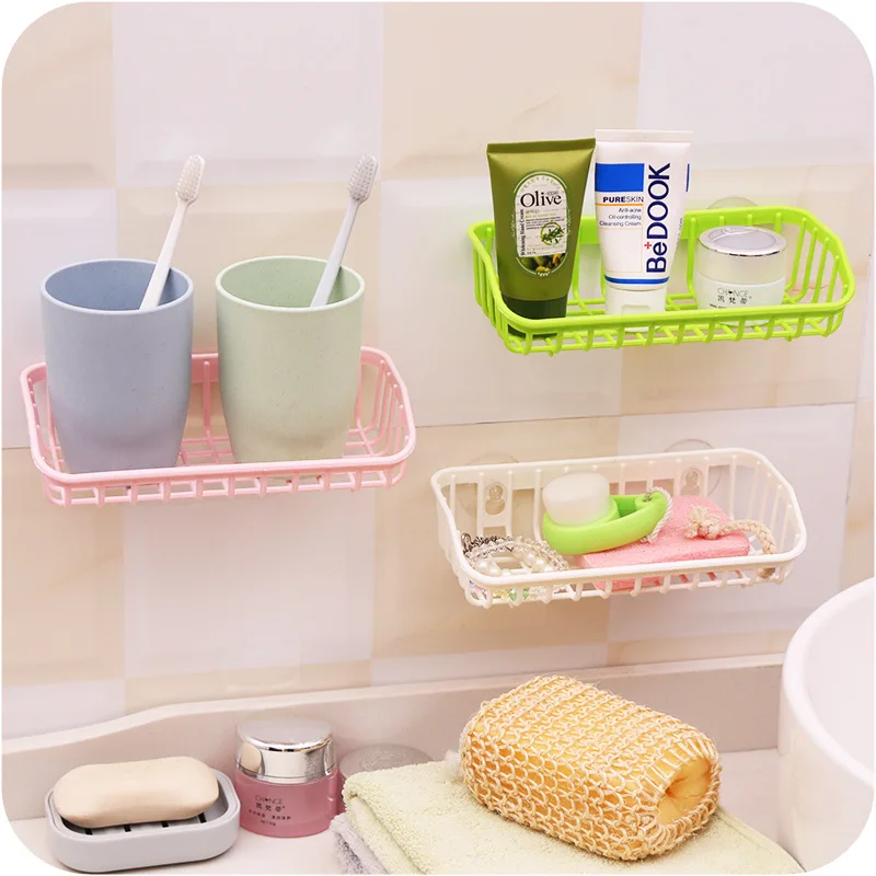 

Junejour 1pc Kitchen Drain Storage Racks Bathroom Sucker Storage Basket Shower Soap Shelf Kitchen Sink Organizer Sponge Holder