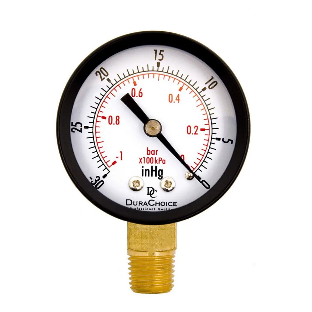 

New Dry Utility Vacuum Pressure Gauge Blk Steel 1/4" NPT Lower Mount -30HG/0PSI TS50-1+1 Brand New Copper Alloy Dual Scale PSI