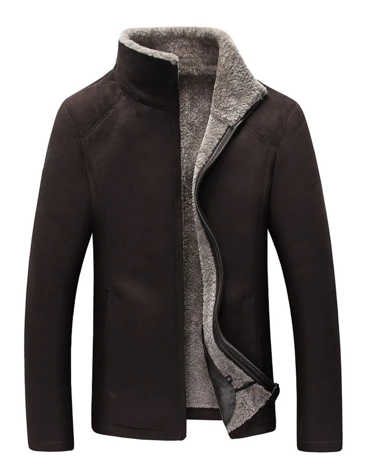 AILOOGE модная мужская зимняя кожаная куртка коричневая кожаная куртка большого размера пальто с искусственным мехом зимняя куртка из искусственной кожи 2 цвета