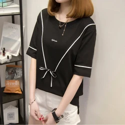 2019 Summer New Short Sleeved T-Shirts Women's Fashion Butterfly Pure Color O-Neck Meditation Commuter 2019 Summer New Short Sleeved T-Shirts Women's Fashion Butterfly Pure Color O-Neck Meditation Commuter