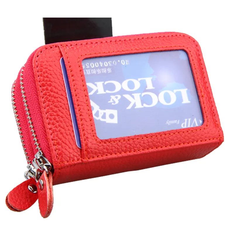 Конфетный спилок, держатель для карт, женские кошельки, короткий кошелек на двойной молнии, кошельки для монет, антимагнитный RFID кошелек XF333a - Цвет: Красный