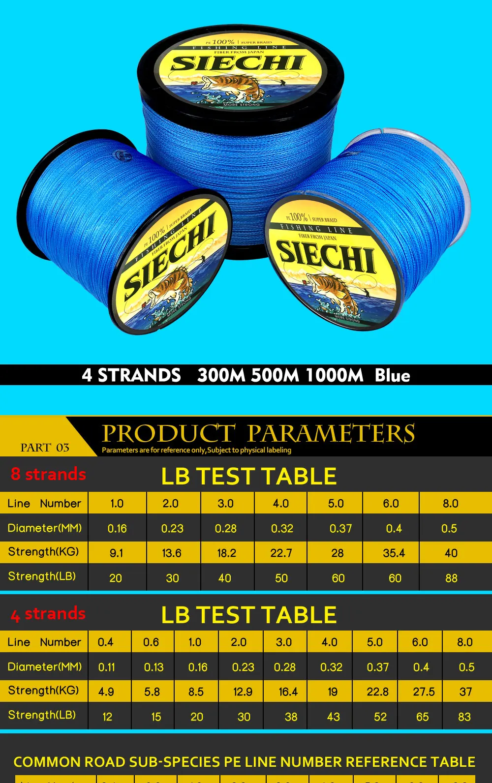 SIECHI 8 нитей, 4 нити, 1000 м, 500 м, 300 м, ПЭ плетеная рыболовная леска, пресноводная/морская, очень прочная