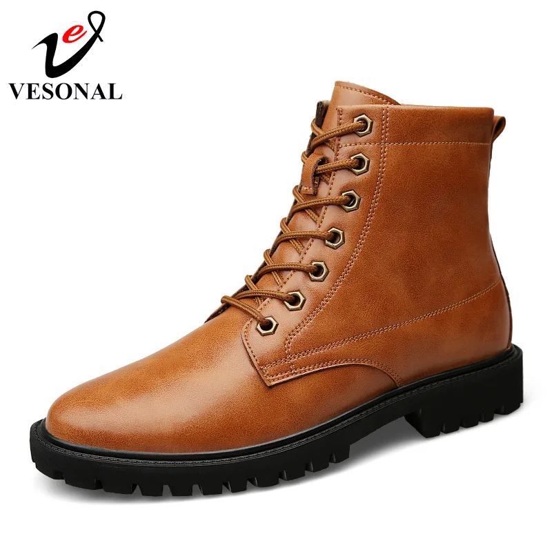 VESONAL 2018 New Winter Snow Boots Genuine Leather Boot