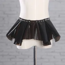 High street шипованных моды unajustable прозрачного ПВХ юбки женские, шипами декоративная ruffled peplum вид плиссе баски юбка