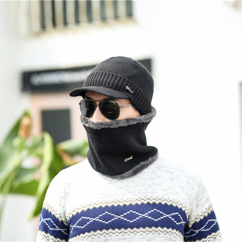 ROMAD 2 шт. зимний теплый шарф и шапка, комплект для Для мужчин модные мягкие Повседневное Кепка в стиле унисекс наборы шарфов подарок на открытом воздухе R4