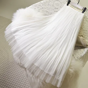 

2019 Rushed Solid Ball Gown Skirt Summer New Korean Version Skirt Slacky Waist Fairy Mesh Fluffy Half-length Female High Slim