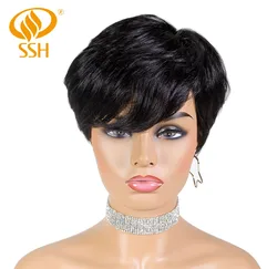 SSH Short Human Hair Wigs Wavy Brazilian Remy Hair Part Wig for Black/White Women SSH Short Human Hair Wigs Wavy Brazilian Remy Hair Part Wig for Black/White Women