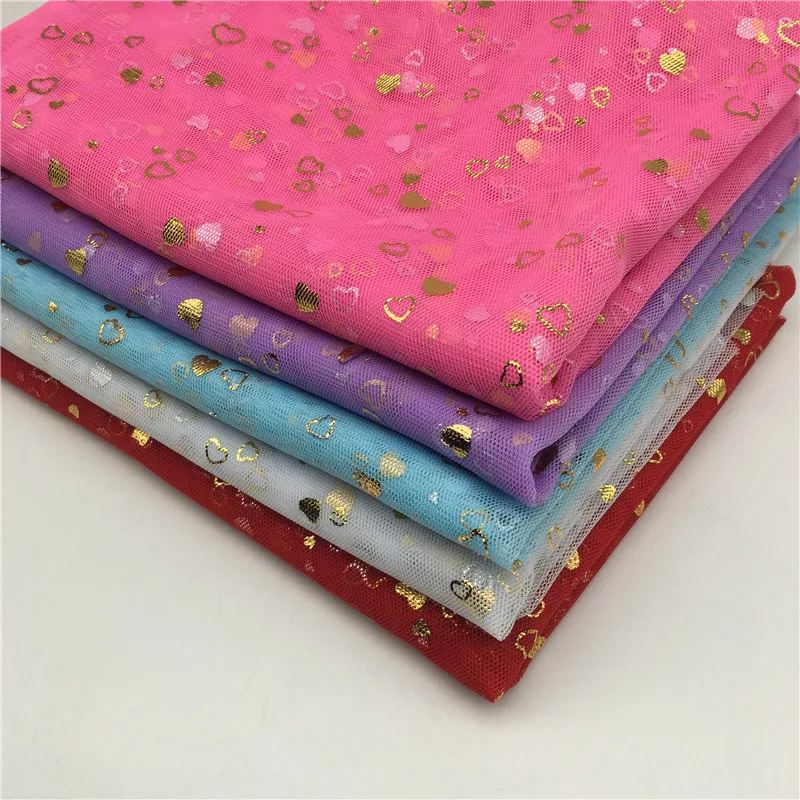 

1m/lot High Quality 150cm Wide Bronzing Mesh Lace Sequin Fabric Gold Heart Sequin Fabric for Clothes Dress Wedding Decoration