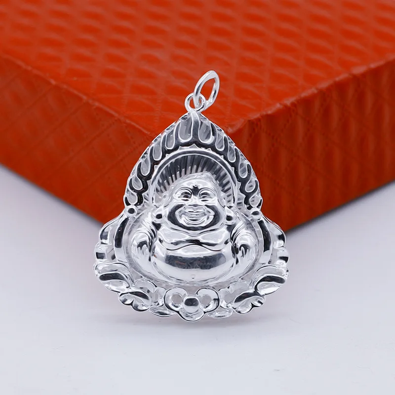 

990 fine silver flame Buddha pendant Silver Buddha pendant Buddha Buddha's light shines on men's and women's pendant