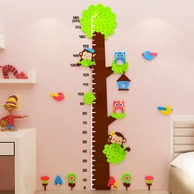 Наклейка на стену с большим деревом для детей, Настенная Наклейка s для детской комнаты, Настенная художественная наклейка Cartoo, 3D акриловая наклейка, Детская линейка по высоте