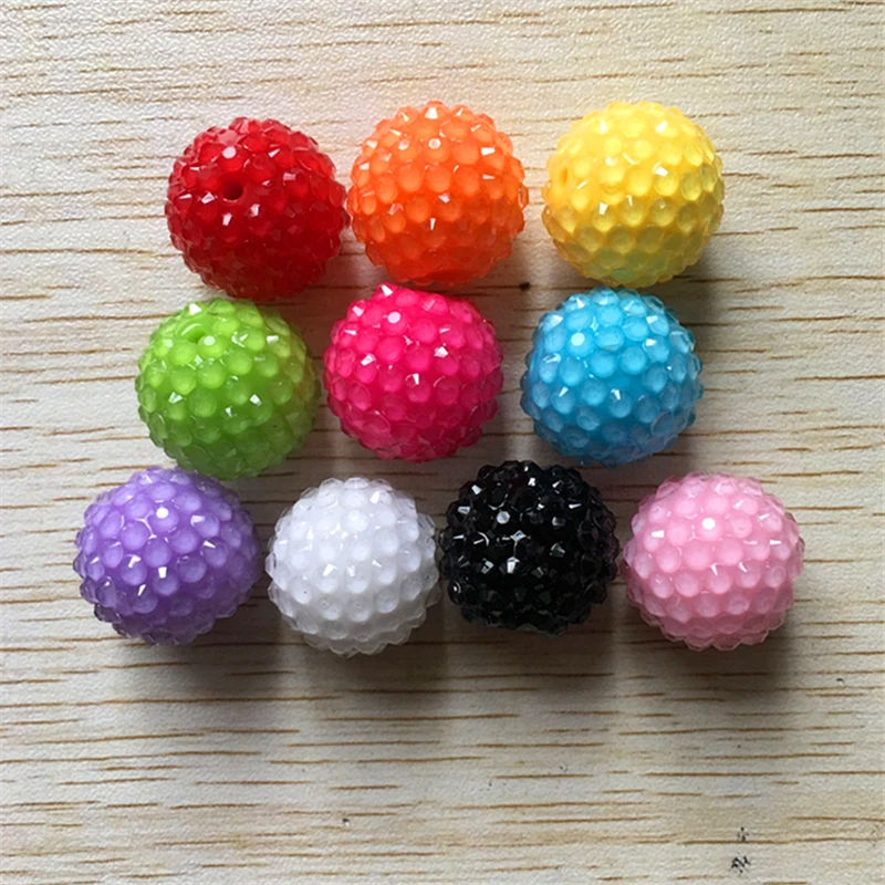 

20MM mix color 100pcs / lot Chunky clear Resin Rhinestone Beads for necklace Jewelry