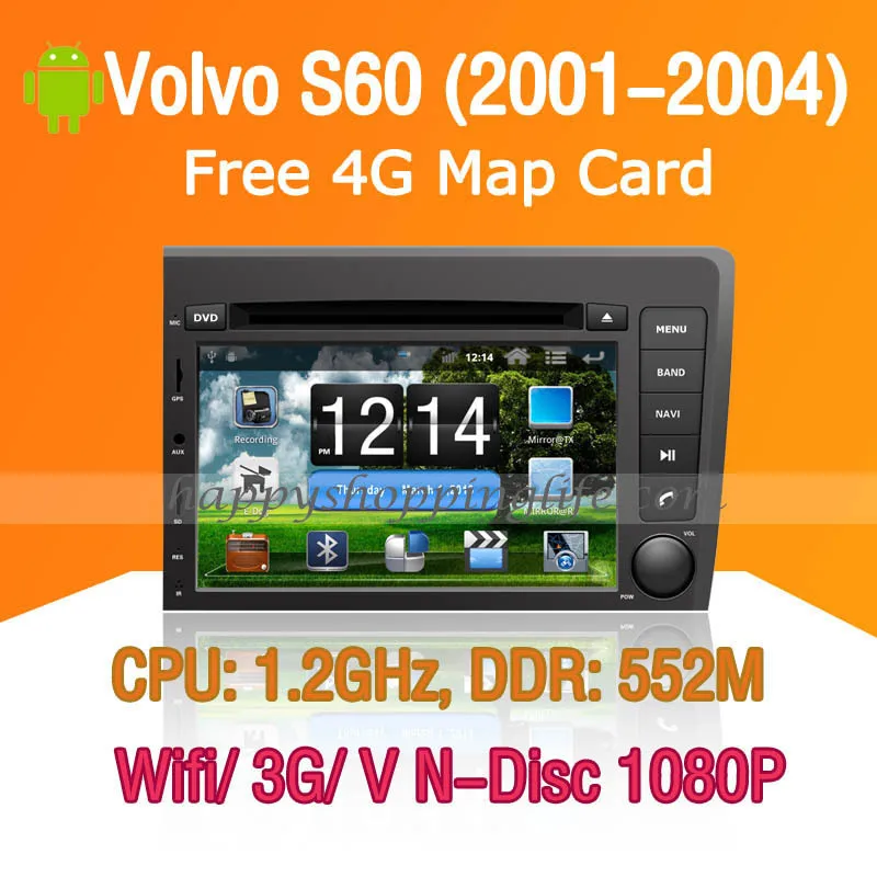 Android Volvo S60 Car DVD player GPS Navigation 3G Wifi Bluetooth Touch