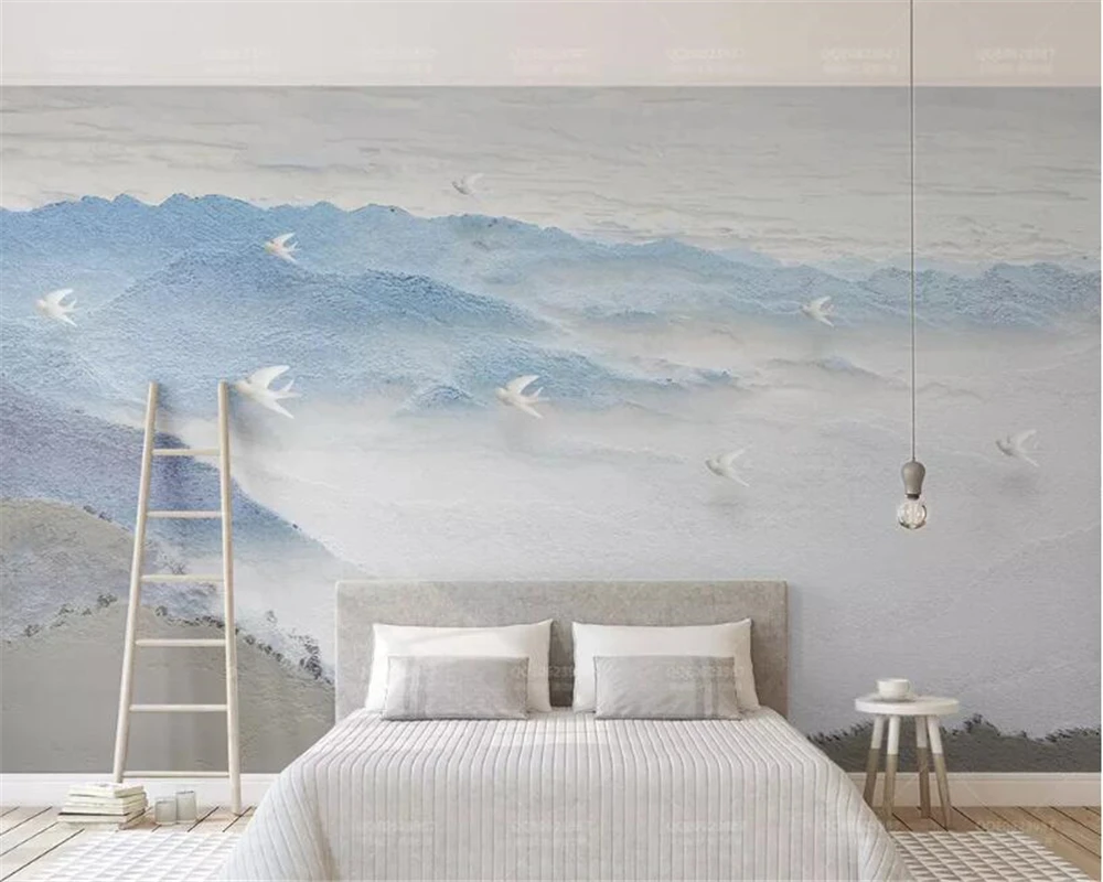 

beibehang Custom Mural Nature landscape 3d wallpaper New 3d blue landscape bird wallpaper background wall murals 3d wallpaper