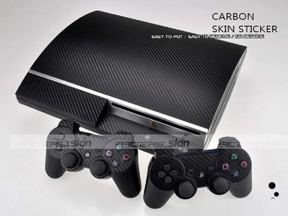 

Black Carbon Fiber Vinyl Skin Sticker Protector for Sony PS3 Original fat for PlayStation 3 skins Stickers