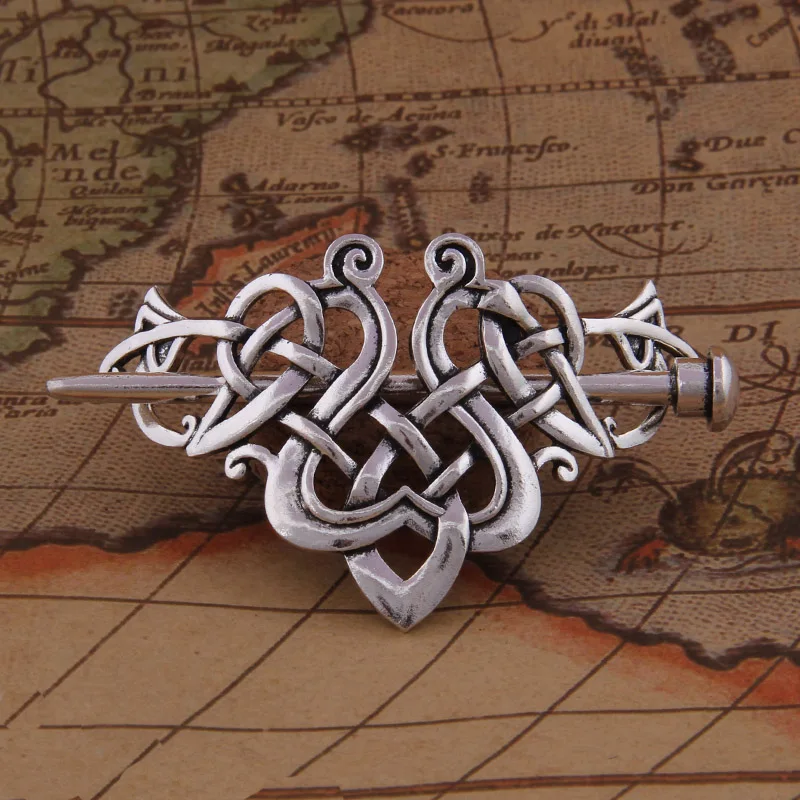 Dropshiping Antique Silver Large Celtics Knots Crown Hairpins Hair Clips Stick Slide Accessories Fashion Jewelry