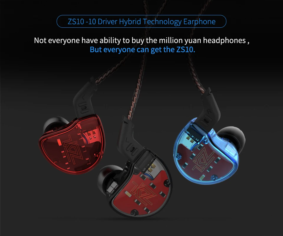 KZ ZS10 наушники 4BA+ 1DD гибридная технология в ухо монитор спортивные наушники шумоподавление HIFI бас игровая гарнитура для телефона