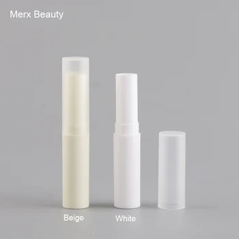 

5/50PCS 3G White/Beige Plastic Lip Balm Tube, Empty Round Lipsticl Case, Carving Small Cosmetic Tube,DIY Makeup Tool,Merx Beauty