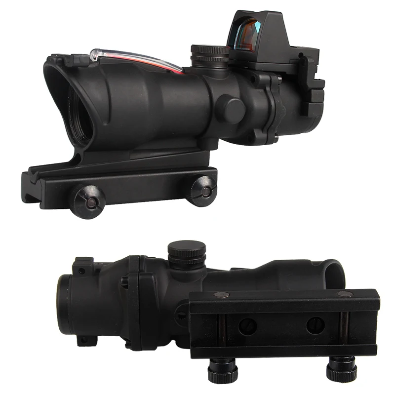 New Arrival Trijicon ACOG Style 4X32 Real Red Fiber Source Red Illuminated Rifle Scope w RMR Micro Red Dot HT6-0058-13
