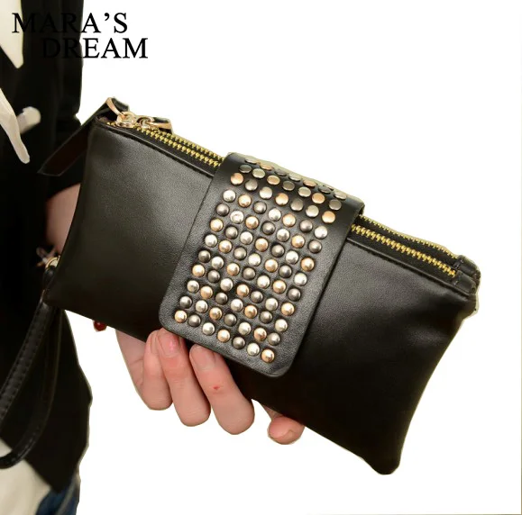 

Mara's Dream Women Clutch Bag Fashion Rivet Large Capacity Leather Wallet Purse Party Evening Handbags Phone Bag Bolsa Feminina