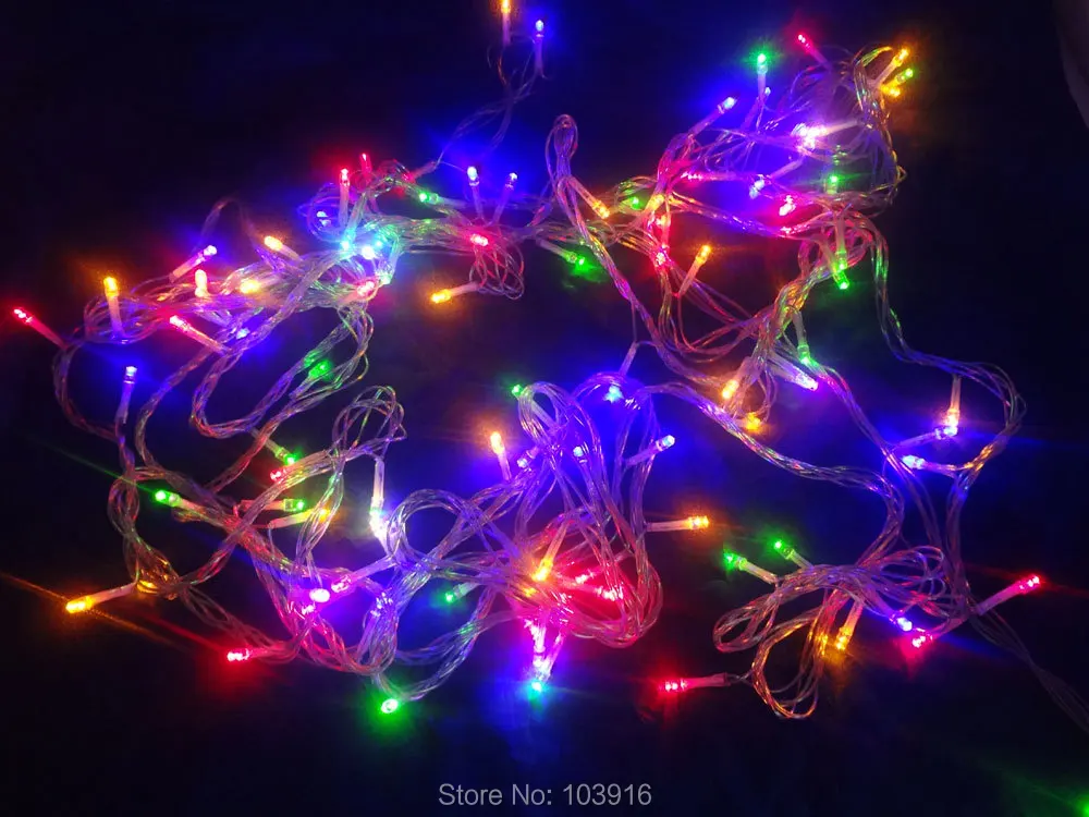 

220v with EU plug Waterproof 10M 100LED Christmas string light RGB mixed color LED bulbs for Christmas fairy party
