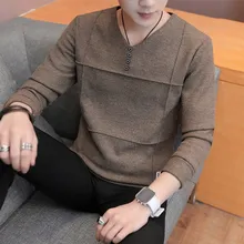 Осенний свитер с v-образным вырезом мужской Молодежный трендовый свитер