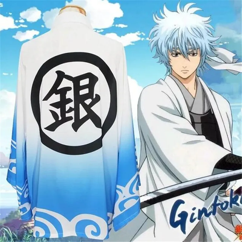 

Sakata Gintoki Cosplay Long Chiffon Cloak GINTAMA Cosplay Costumes Haori Kimono men coat women cappa kimono