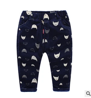 YB23432442 осенние модные штаны для маленьких мальчиков, одежда для мальчиков детская одежда флисовая Вельветовая детская одежда для малышей детские штаны - Цвет: Синий