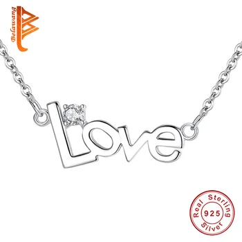 

Wholesale 5PCS 925 Sterling Silver Love Letter Pendant Necklace for Women Fashion Engagement Necklace Jewelry Gift
