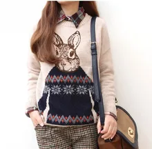 The new College Wind wool blend sweater wild cute Peter Rabbit The new College Wind wool blend sweater wild cute Peter Rabbit