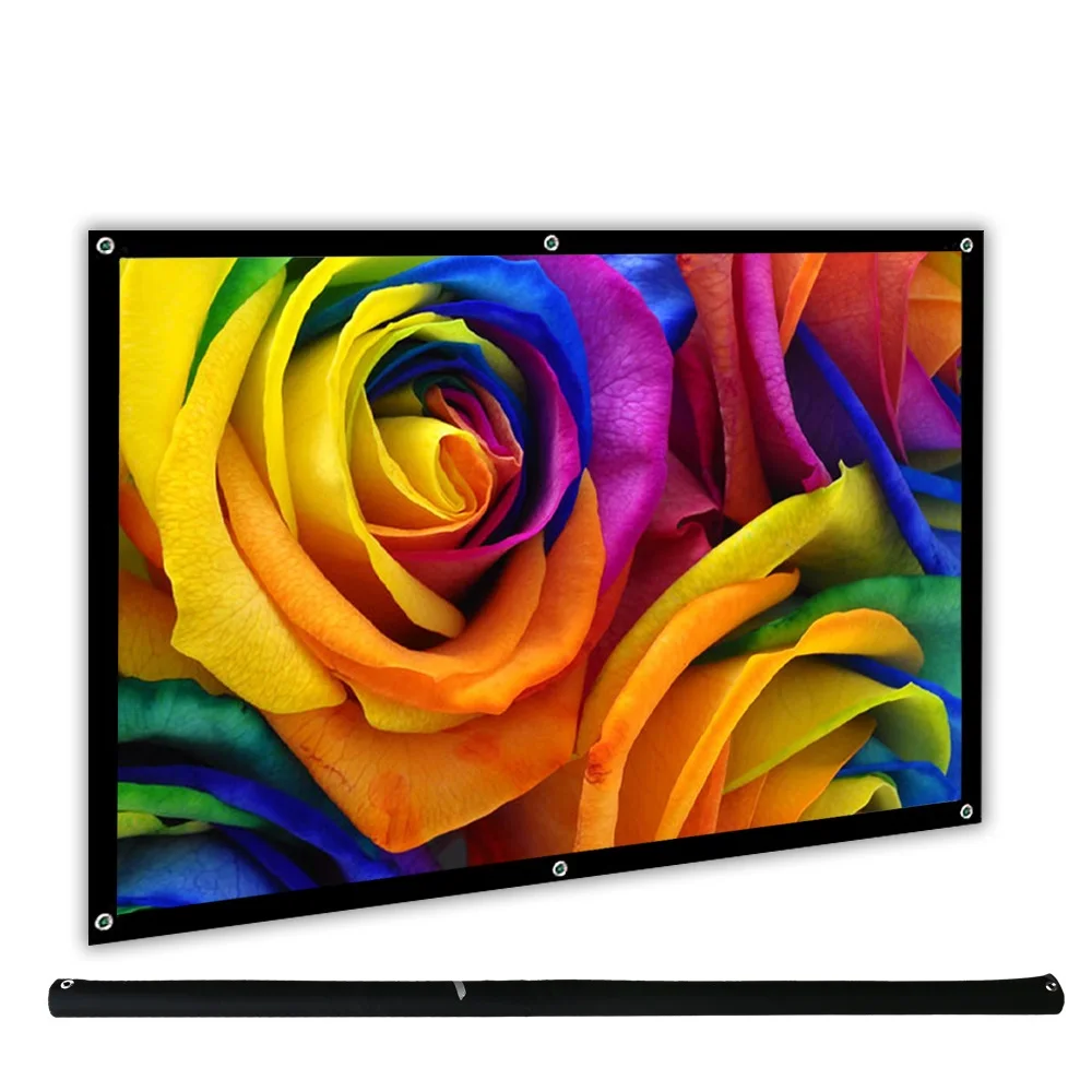 

100 Inch 16:9 Wall Mounted Projector Screen Daytime Matt White Portable Projection Screen For 3D HD Home Theater Outdoor Movie