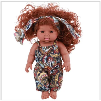 

30cm 12'' Realistic Baby Girl Doll Silicone African Newborn Dolls With Clothes Cheap Toys Gifts for Kids