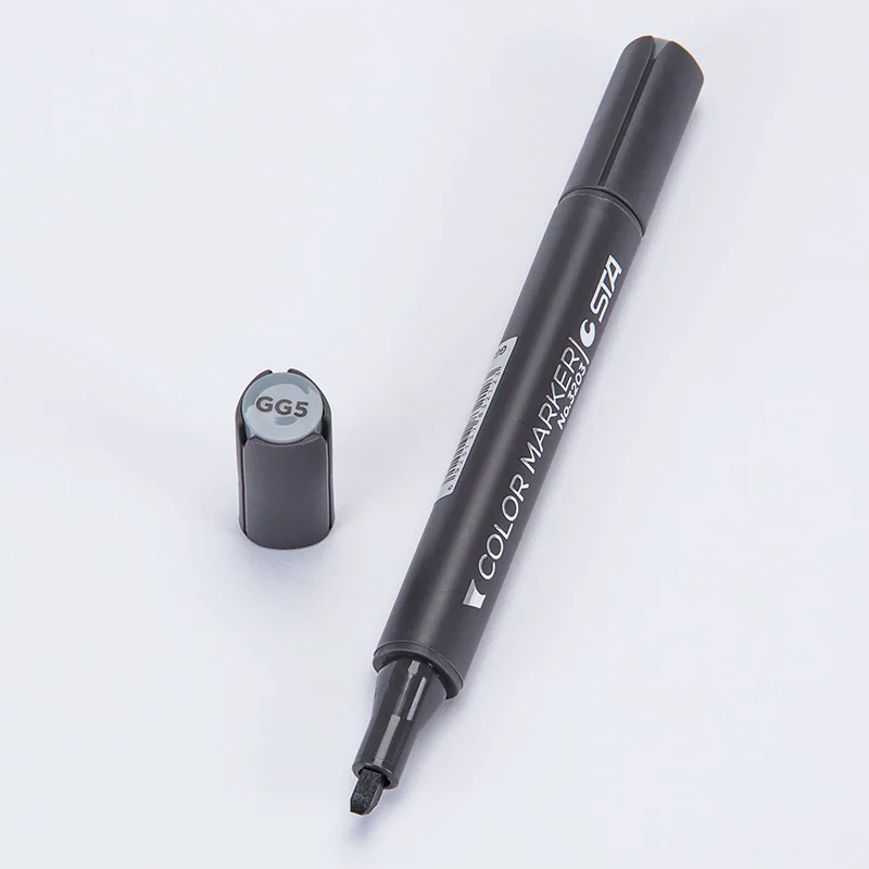 STA 1 шт., двуглавый набор маркеров для художника, манга, дизайн, школьный рисунок, эскиз, маркеры, ручка, художественные принадлежности - Цвет: STA3203-WG8